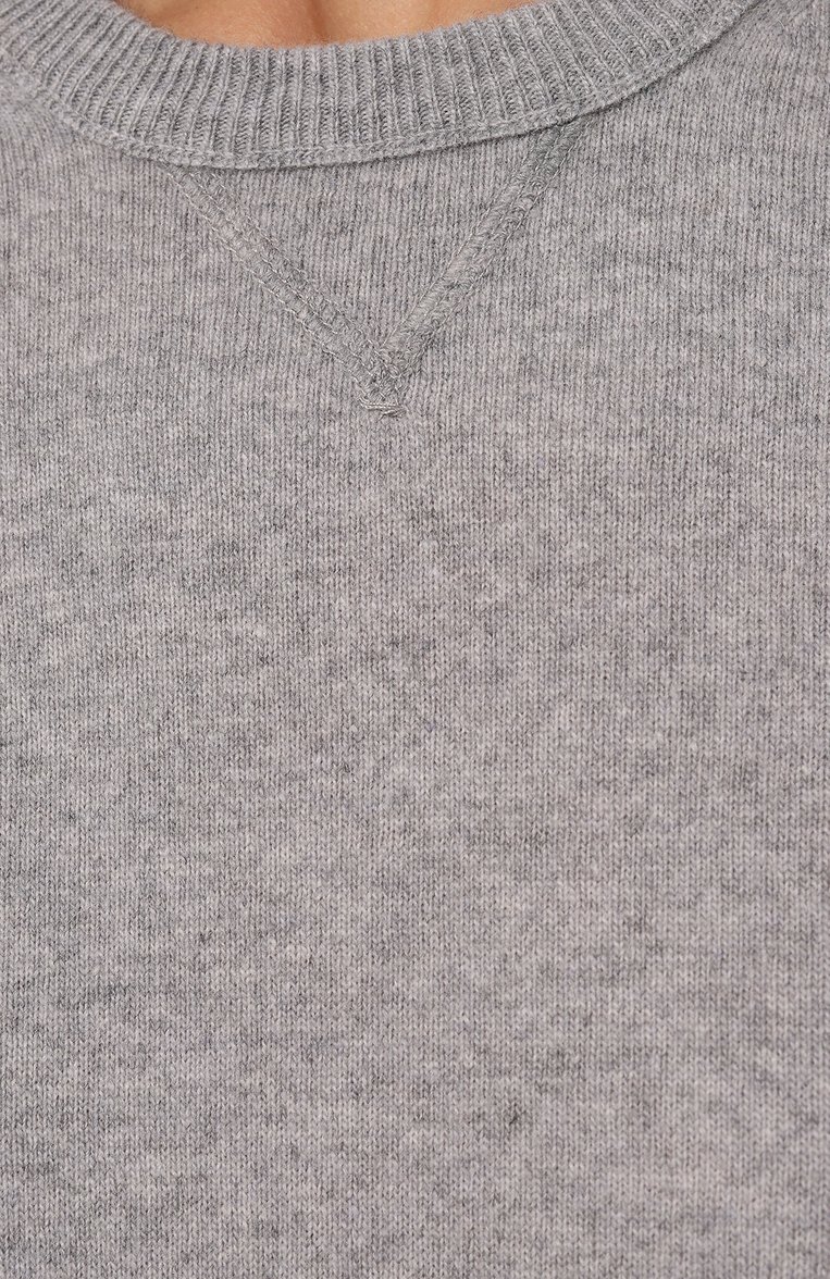 Женский пуловер из шерсти и кашемира DANIELE FIESOLI серого цвета, арт. DF 0034 | Фото 5 (Материал внешний: Шерсть; Рукава: Длинные; Длина (для топов): Стандартные; Материал сплава: Проставлено; Женское Кросс-КТ: Пуловер-одежда; Драгоценные камни: Проставлено; Стили: Кэжуэл)