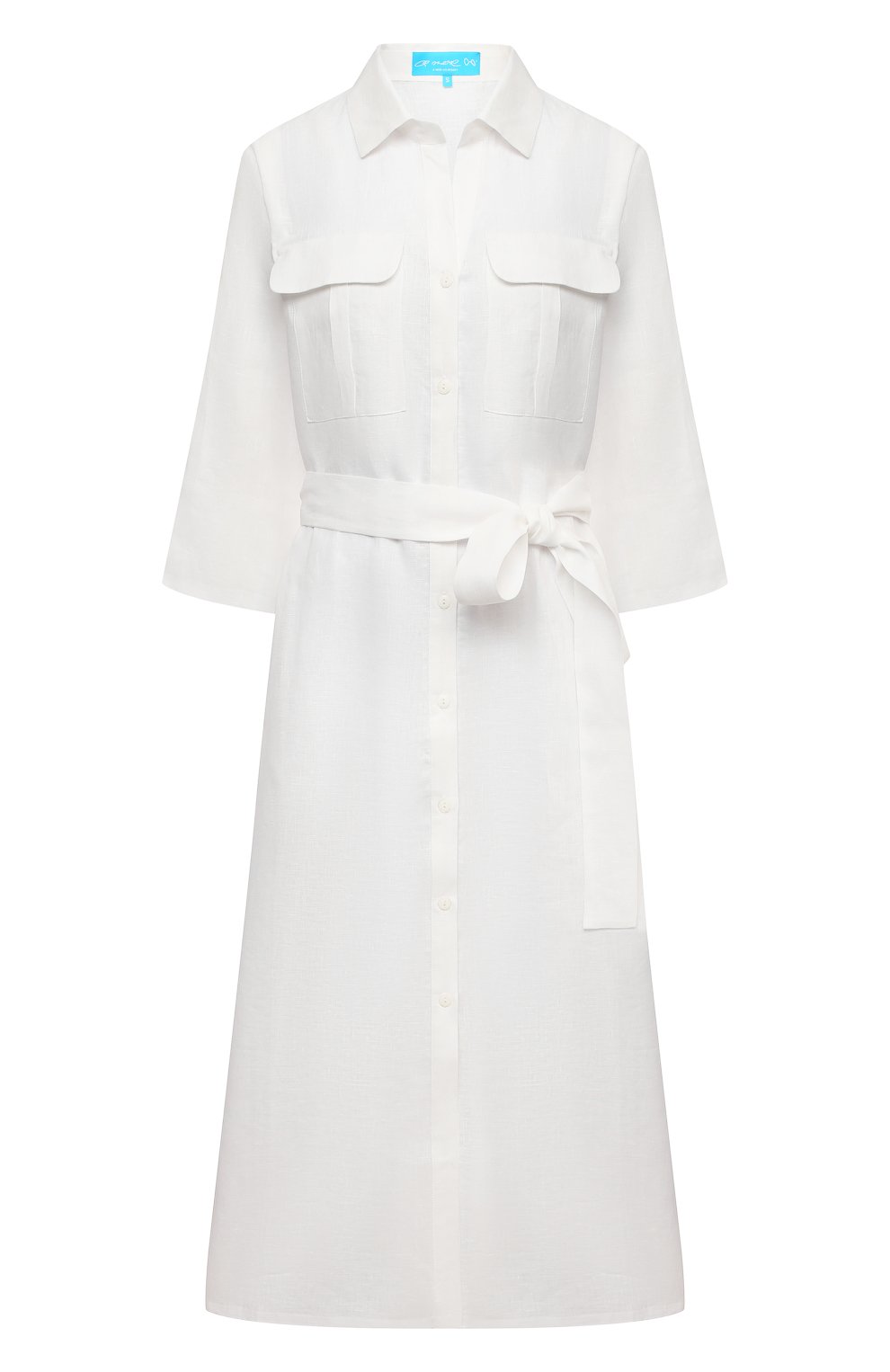 Льняное платье A MERE CO белого цвета по цене 36000 руб., арт. AMC-RSS21-19W, фото 1 Льняное платье A MERE CO, арт. AMC-RSS21-19W, фото 1