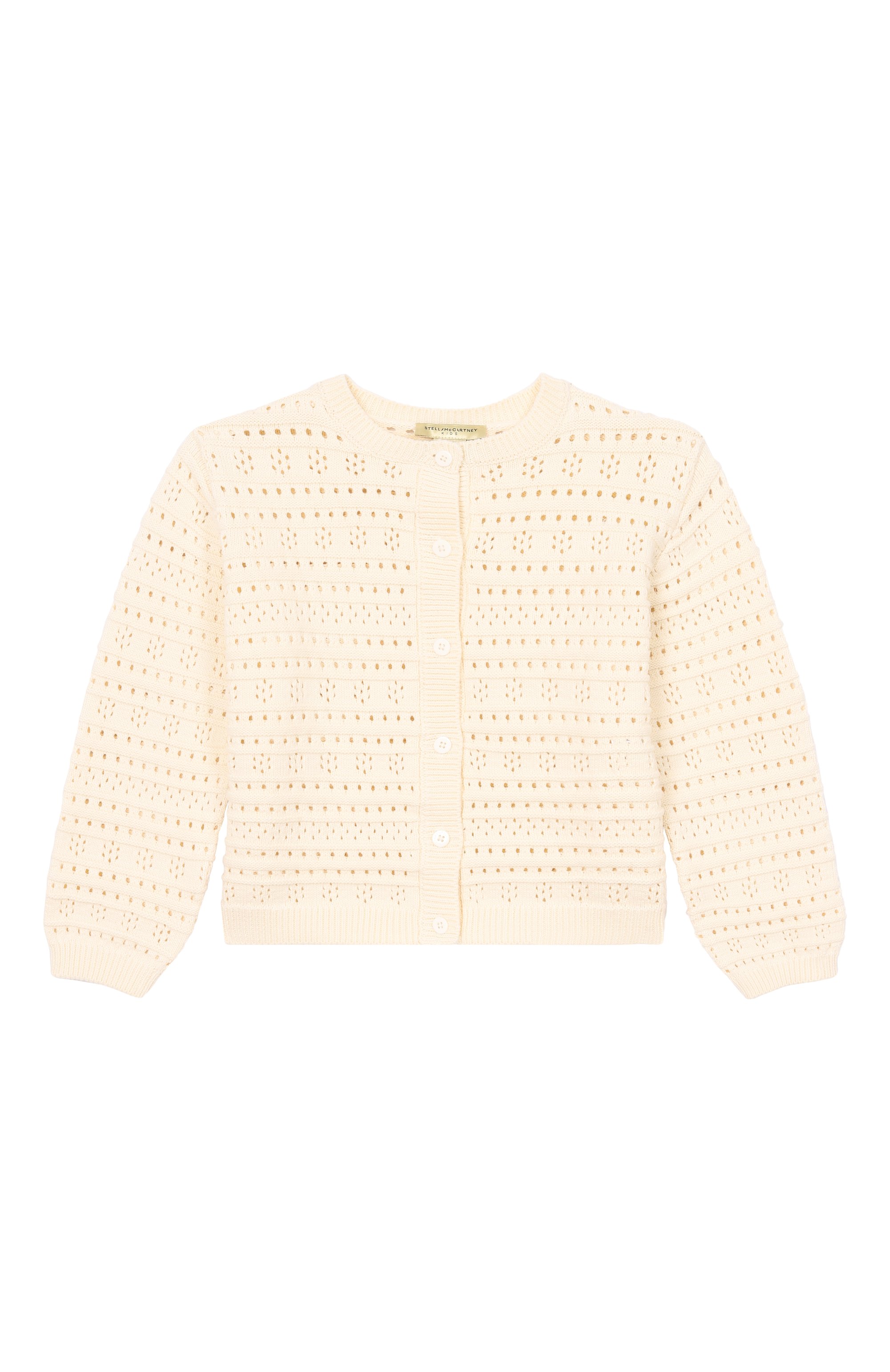 Хлопковый кардиган STELLA MCCARTNEY кремового цвета по цене 18450 руб., арт. TY9A50, фото 1 Хлопковый кардиган STELLA MCCARTNEY, арт. TY9A50, фото 1