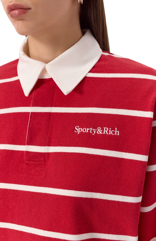 Хлопковое поло Sporty and Rich ST008606300RE33 Красный  ST008606300RE33 Фото 5