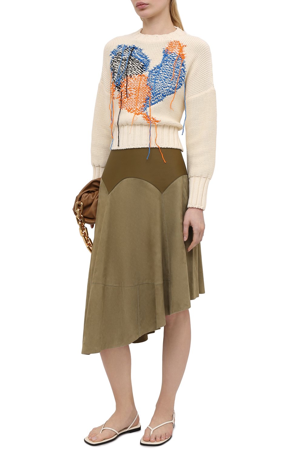 Хлопковый свитер MSGM кремового цвета по цене 42400 руб., арт. 3042MDM226 217488, фото 2 Хлопковый свитер MSGM, арт. 3042MDM226 217488, фото 2