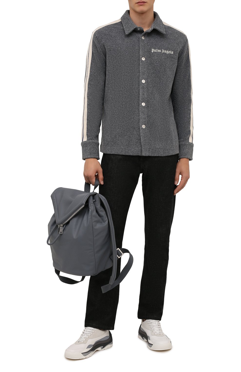 Рубашка PALM ANGELS серого цвета по цене 74300 руб., арт. PMGA104F21FAB0010501, фото 2 Рубашка PALM ANGELS, арт. PMGA104F21FAB0010501, фото 2
