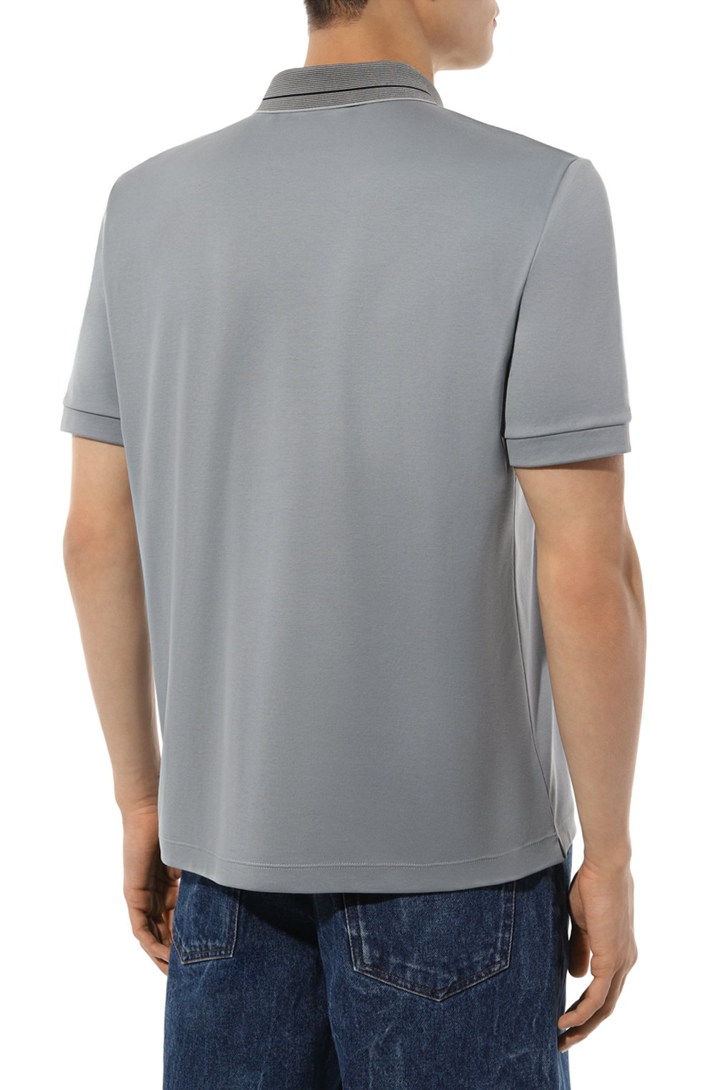 Хлопковое поло GIORGIO ARMANI серого цвета по цене 52750 руб., арт. 3DSF52/SJFBZ, фото 4 Хлопковое поло GIORGIO ARMANI, арт. 3DSF52/SJFBZ, фото 4