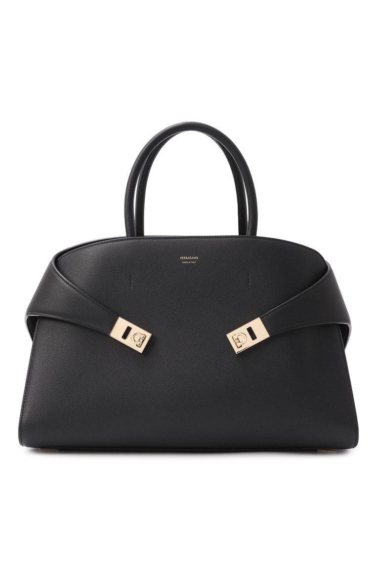 Женская сумка hug large FERRAGAMO черного цвета, арт. 215921/766649 | Фото 1 (Размер: large; Ремень/цепочка: На ремешке; Материал: Натуральная кожа; Автоматизация состава: Проставлено; Автоматизация ТО: Проставлено)