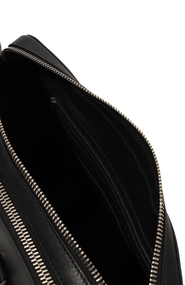 Мужская портфель biker MOSCHINO черного цвета, арт. A7448/8002 | Фото 5 (Материал сплава: Проставлено; Драгоценные камни: Проставлено; Ремень/цепочка: На ремешке; Размер: large; Материал: Натуральная кожа; Сумки-технические: Портфели)