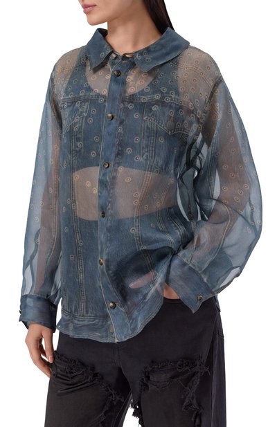 Шелковая рубашка HAIKURE серого цвета по цене 107500 руб., арт. HEW061030R002PR001/MAYA SILK, фото 3 Шелковая рубашка HAIKURE, арт. HEW061030R002PR001/MAYA SILK, фото 3