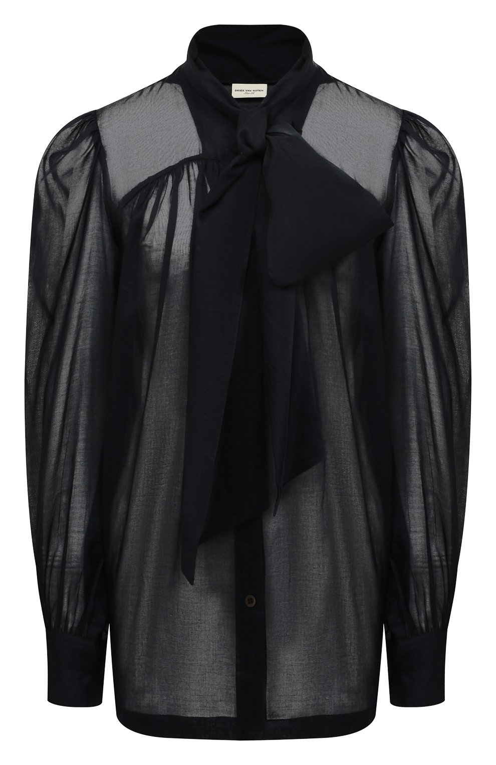 Хлопковая блуза DRIES VAN NOTEN темно-синего цвета по цене 47800 руб., арт. 221-010750-4121, фото 1 Хлопковая блуза DRIES VAN NOTEN, арт. 221-010750-4121, фото 1
