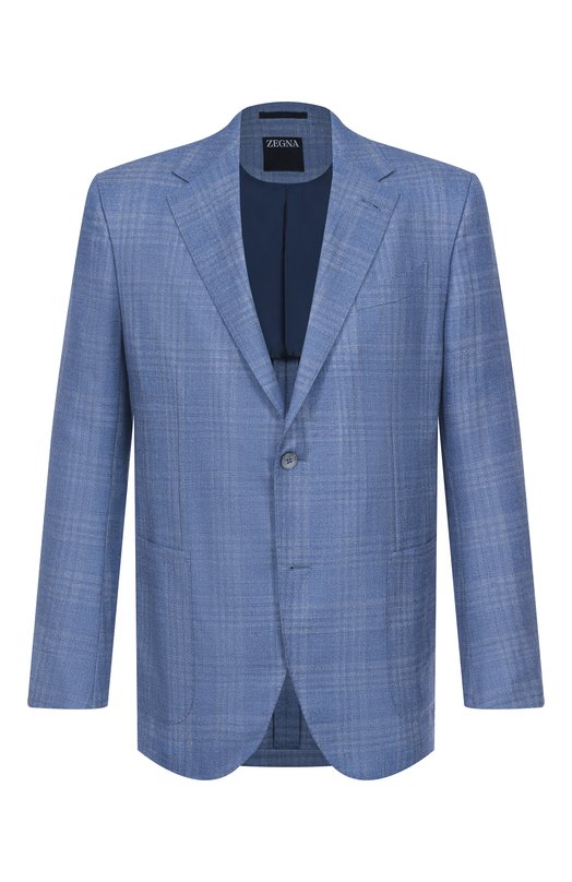 Пиджак из шерсти и шелка Zegna 10FP20/759032A7 Синий 10FP20/759032A7