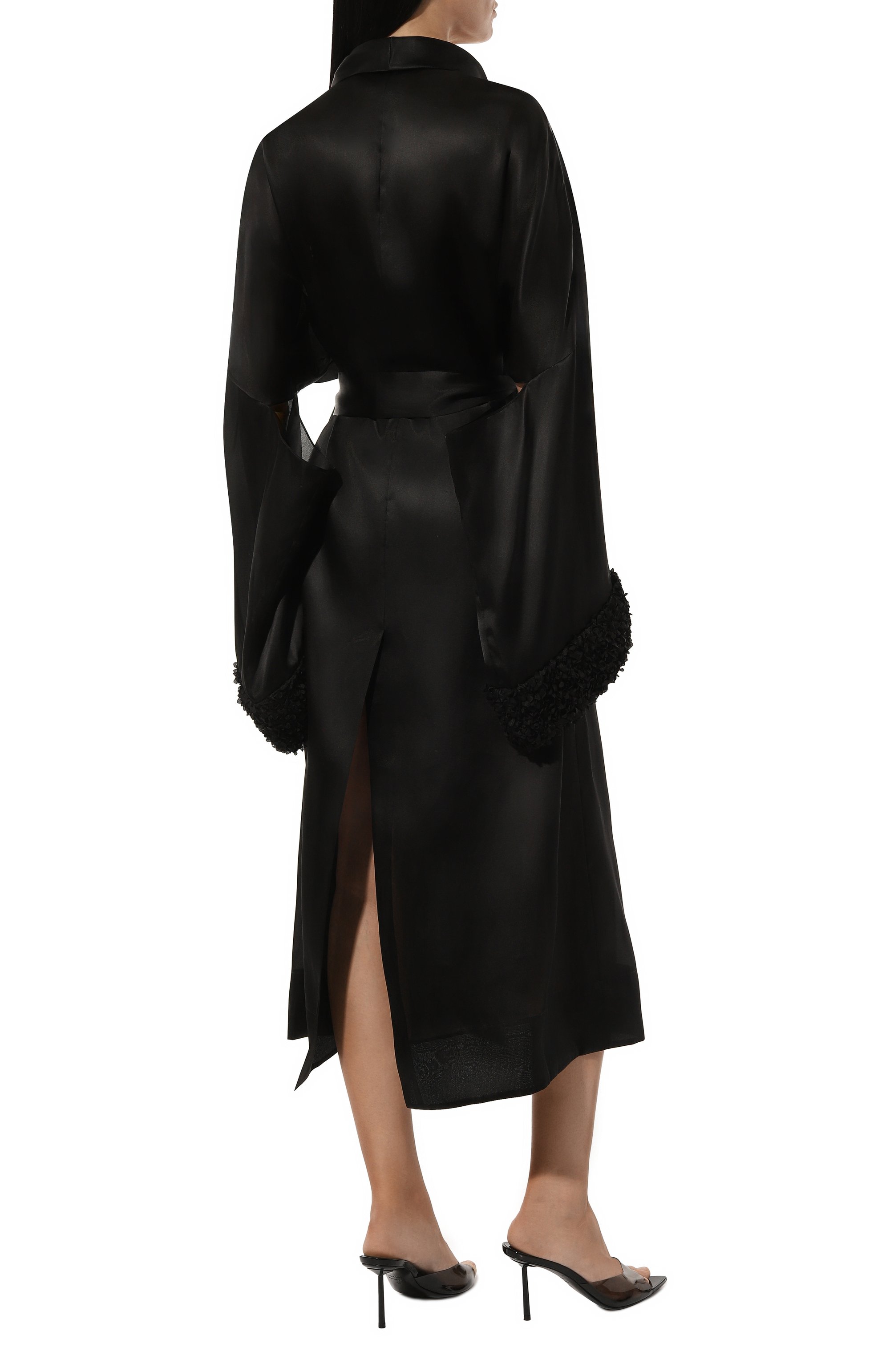 Шелковый плащ GOOROO черного цвета по цене 147960 руб., арт. TC002-2220-900-FW24/25, фото 4 Шелковый плащ GOOROO, арт. TC002-2220-900-FW24/25, фото 4