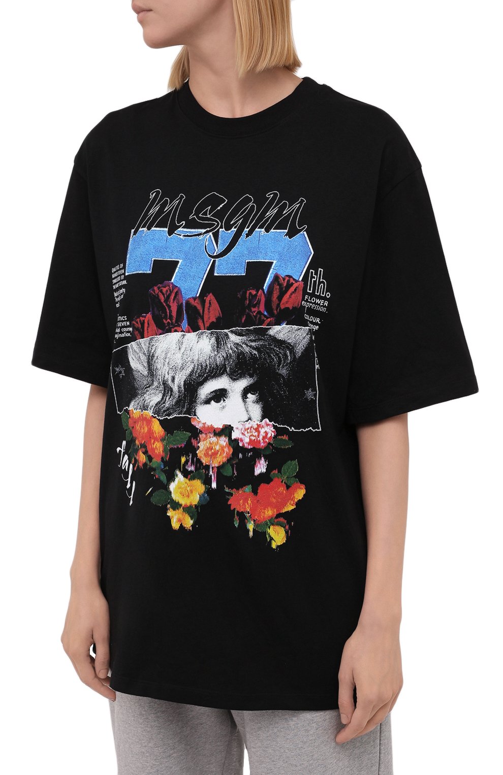 Хлопковая футболка MSGM черного цвета по цене 15600 руб., арт. 3141MDM160 217798, фото 3 Хлопковая футболка MSGM, арт. 3141MDM160 217798, фото 3