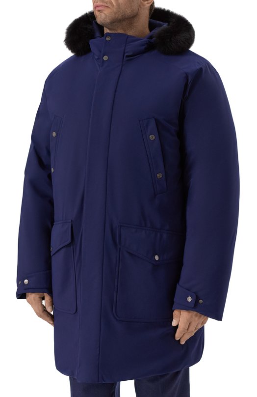 Парка с отделкой из меха лисицы Stefano Ricci M6J5400061/PA003R/60 Синий  M6J5400061/PA003R/60 Фото 3