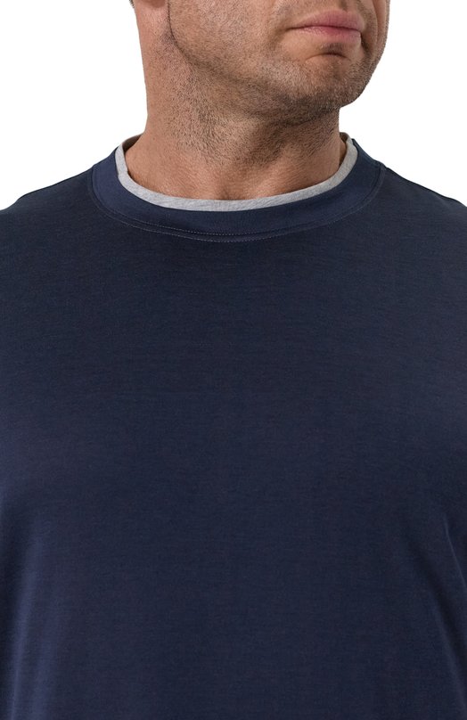Футболка из шелка и хлопка Brunello Cucinelli MH8367427 Синий  MH8367427 Фото 5