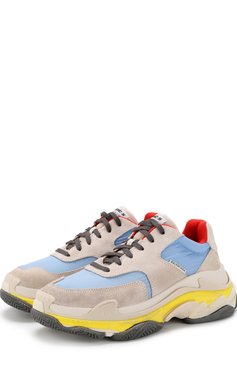 Кожаные кроссовки triple s с текстильной отделкой BALENCIAGA, арт. 524043/W09T2, фото 1