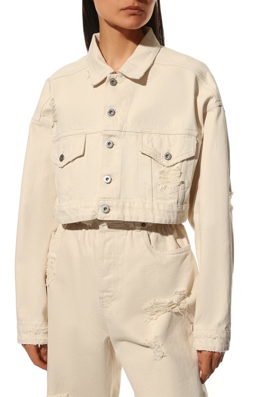 Джинсовая куртка Miu Miu GWB140-10KV-F0379 Кремовый  GWB140-10KV-F0379 Фото 3