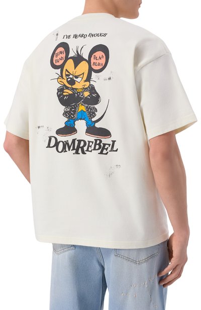 Хлопковая футболка DOMREBEL кремового цвета по цене 23900 руб., арт. M BLABLA/T-SHIRT, фото 4 Хлопковая футболка DOMREBEL, арт. M BLABLA/T-SHIRT, фото 4