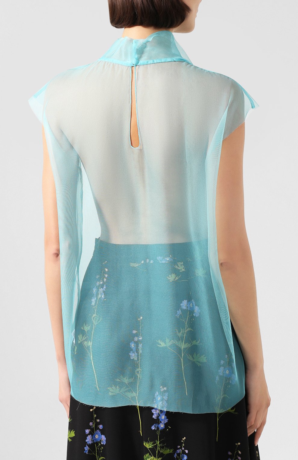Шелковый топ DRIES VAN NOTEN голубого цвета по цене 65100 руб., арт. 192-10739-8136, фото 4 Шелковый топ DRIES VAN NOTEN, арт. 192-10739-8136, фото 4