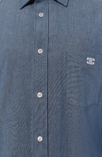 Хлопковая рубашка CELINE синего цвета по цене 89950 руб., арт. 2C14A363E, фото 5 Хлопковая рубашка CELINE, арт. 2C14A363E, фото 5