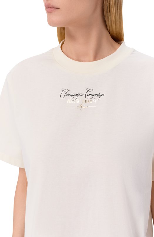 Хлопковая футболка HUGO 50561264 Кремовый  50561264 Фото 5