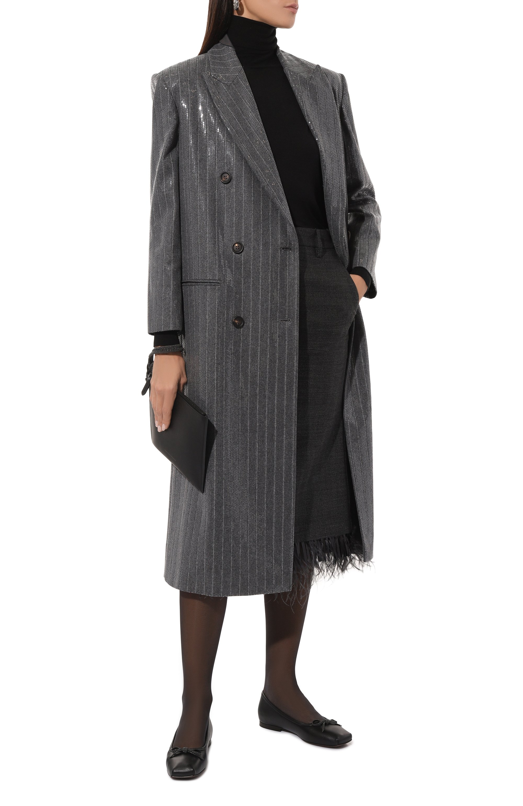 Шерстяное пальто с отделкой пайетками BRUNELLO CUCINELLI, арт. ME2089827, фото 2