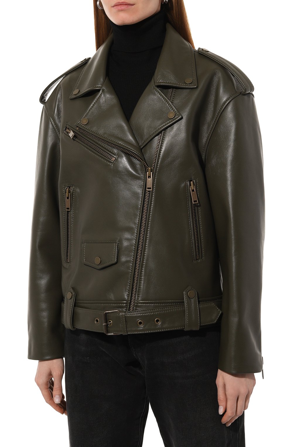 Кожаная куртка CHAUD STUDIO темно-зеленого цвета по цене 150000 руб., арт. JOHNNYBIKER22, фото 3 Кожаная куртка CHAUD STUDIO, арт. JOHNNYBIKER22, фото 3