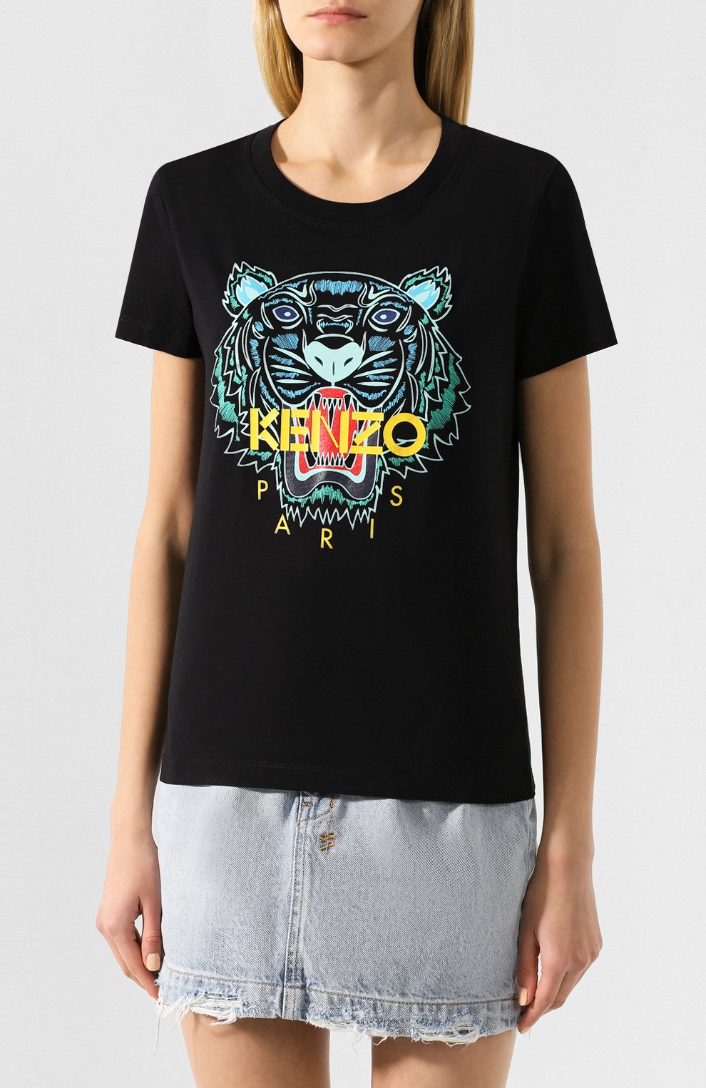 Хлопковая футболка KENZO черного цвета по цене 10900 руб., арт. FA52TS7214YB, фото 3 Хлопковая футболка KENZO, арт. FA52TS7214YB, фото 3