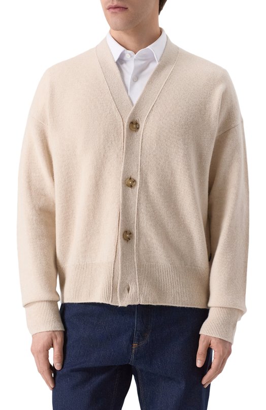 Шерстяной кардиган BOSS 50555120 Кремовый  50555120 Фото 3