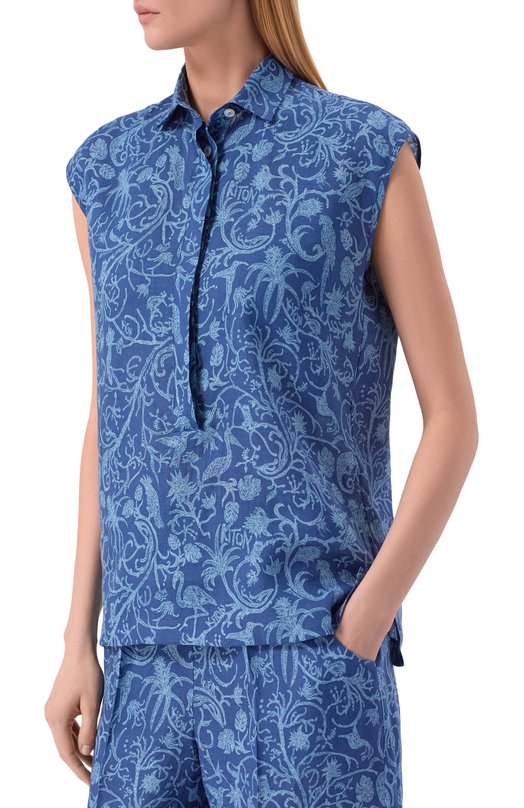 Льняной топ Kiton D48410H09717 Синий  D48410H09717 Фото 3