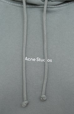 Женский хлопковое худи ACNE STUDIOS светло-зеленого цвета, арт. AI0070 | Фото 5 (Материал внешний: Хлопок; Рукава: Длинные; Длина (для топов): Стандартные; Женское Кросс-КТ: Худи-одежда; Драгоценные камни: Проставлено; Материал сплава: Проставлено)