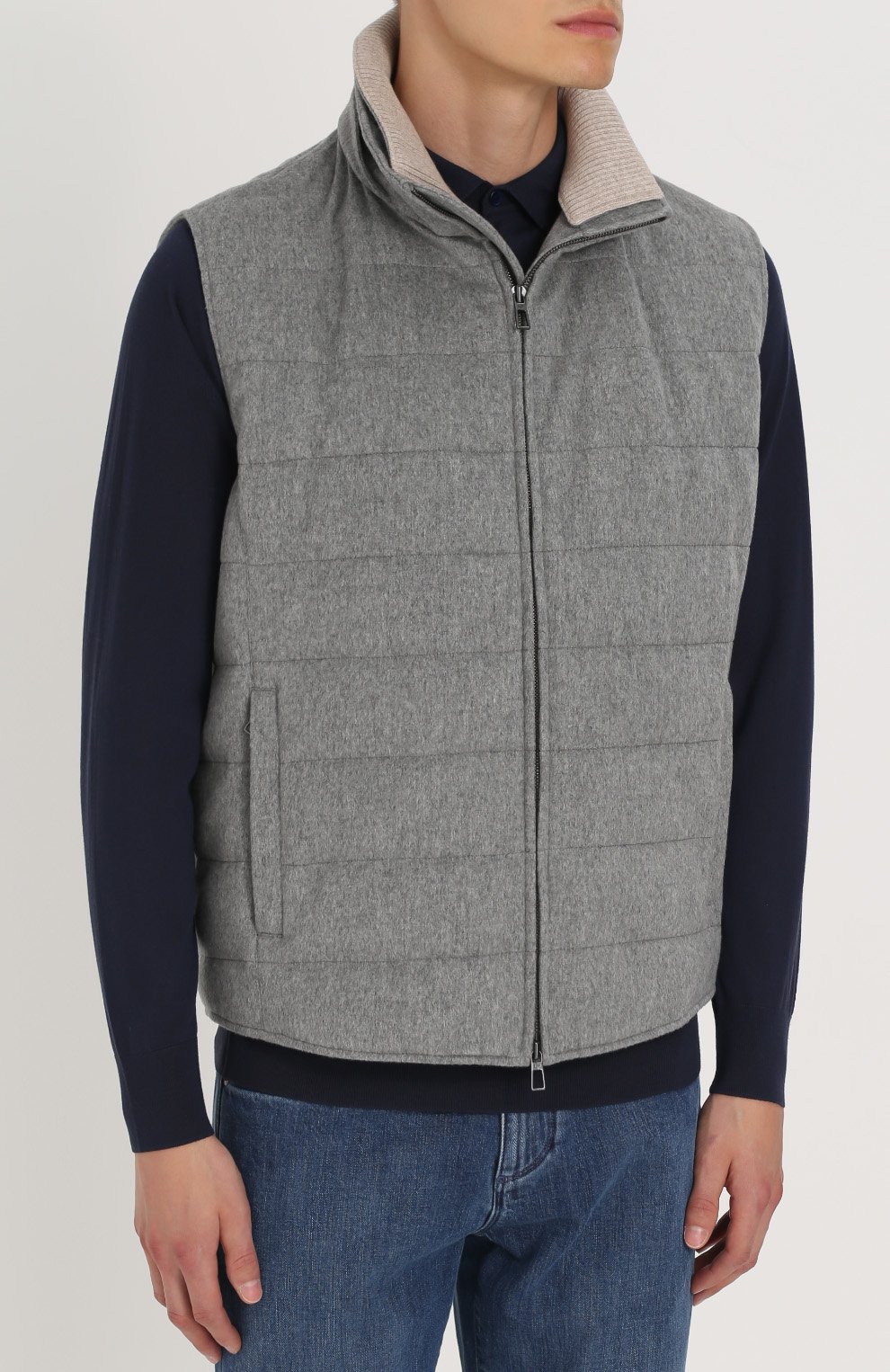 Утепленный кашемировый жилет на молнии с меховой отделкой воротника LORO PIANA, арт. FAG5100, фото 6