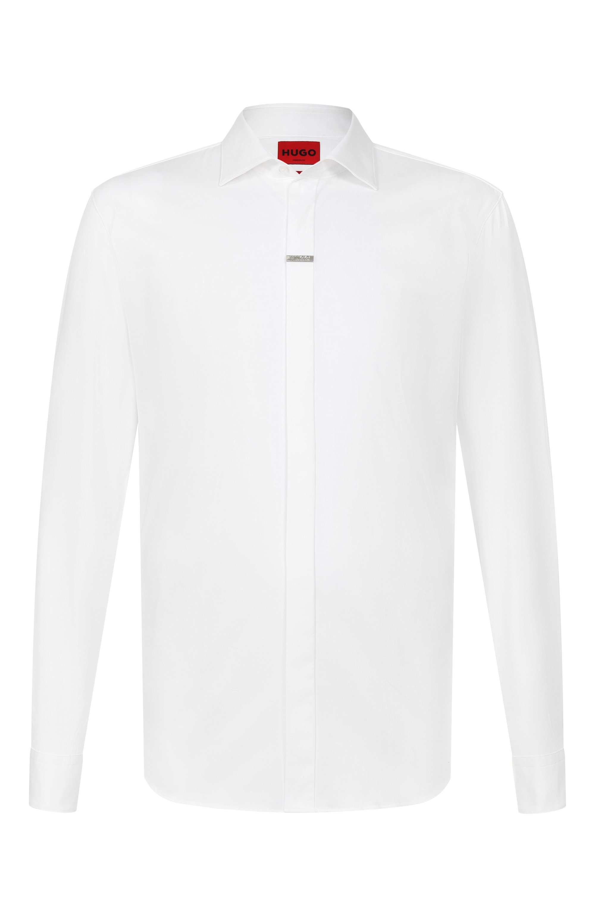 Хлопковая сорочка HUGO белого цвета по цене 16500 руб., арт. 50554768, фото 1 Хлопковая сорочка HUGO, арт. 50554768, фото 1