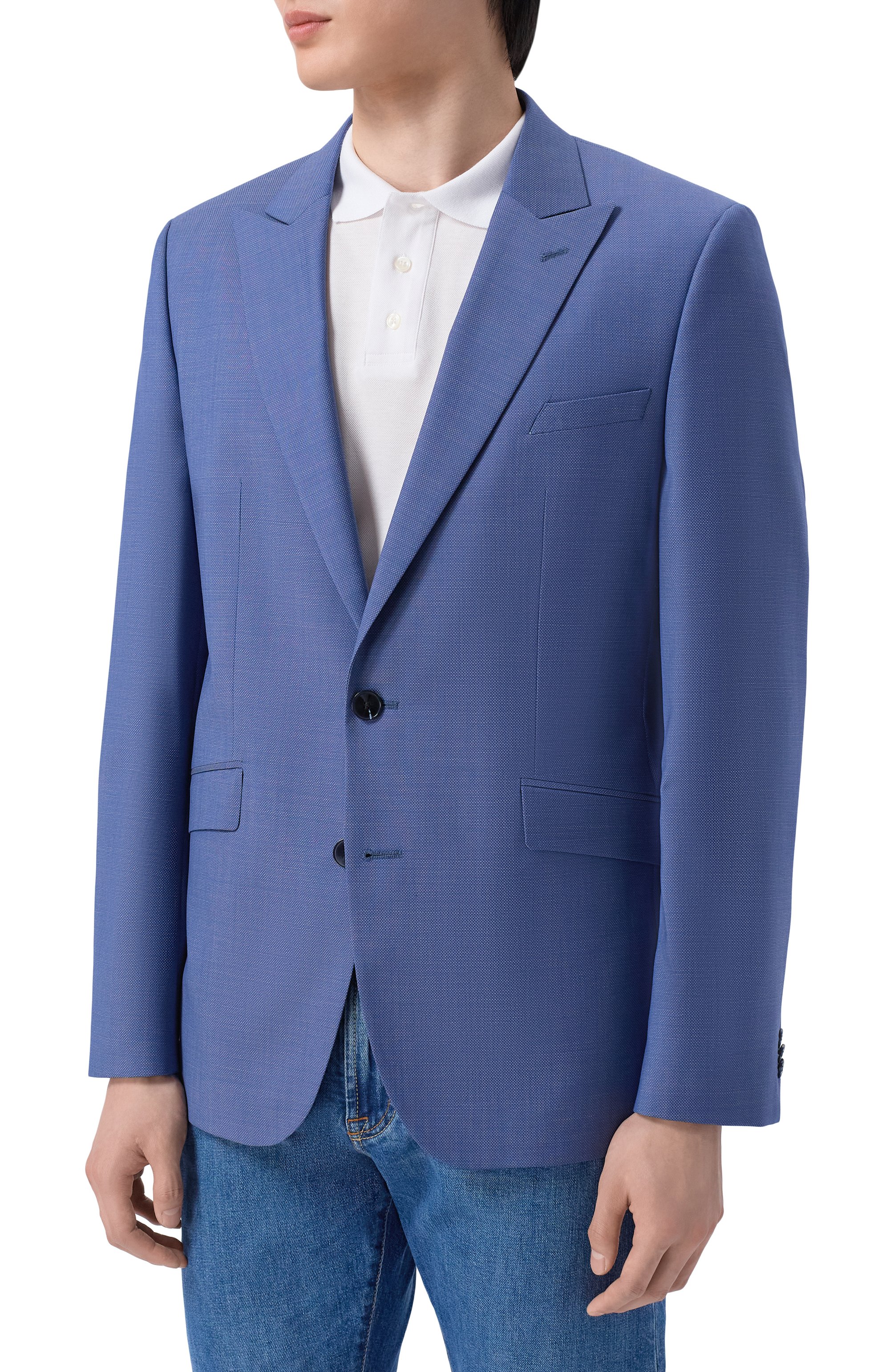 Шерстяной пиджак HUGO синего цвета по цене 59950 руб., арт. 50555240, фото 4 Шерстяной пиджак HUGO, арт. 50555240, фото 4