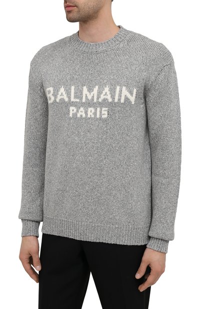 Шерстяной свитер BALMAIN серого цвета по цене 95650 руб., арт. WH1KD000/K027, фото 3 Шерстяной свитер BALMAIN, арт. WH1KD000/K027, фото 3