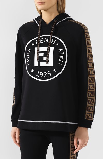 Хлопковое худи FENDI черного цвета по цене 54900 руб., арт. FAF105 A6ML, фото 3 Хлопковое худи FENDI, арт. FAF105 A6ML, фото 3