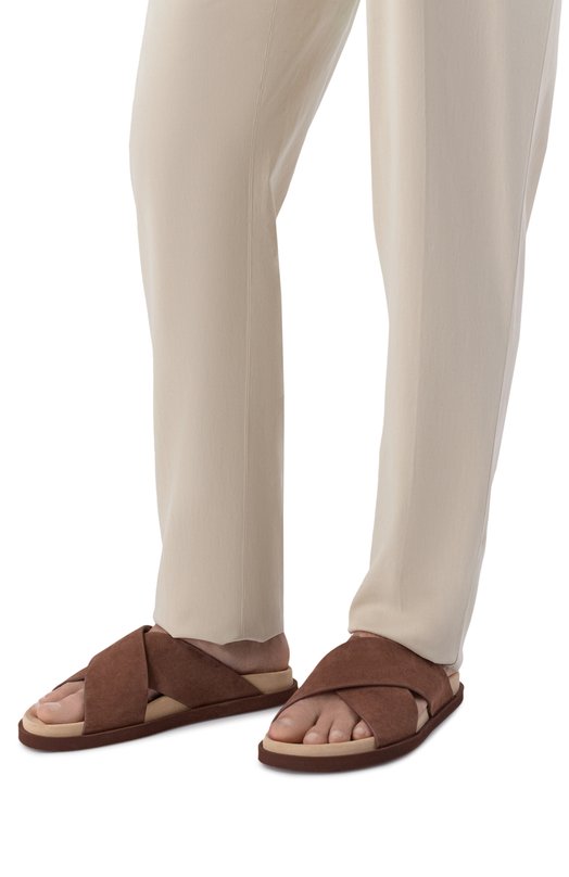 Замшевые шлепанцы Brunello Cucinelli MZUS0LY327 Коричневый  MZUS0LY327 Фото 3