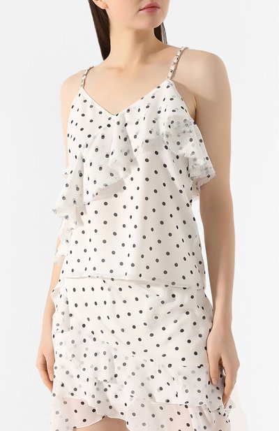 Шелковый топ BALMAIN черно-белого цвета по цене 118500 руб., арт. TF10108/I334, фото 3 Шелковый топ BALMAIN, арт. TF10108/I334, фото 3