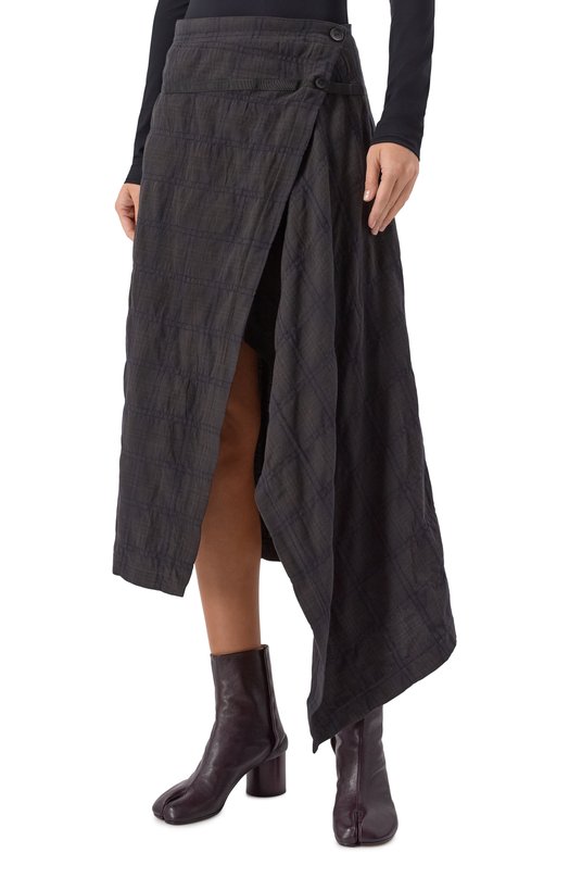 Юбка из шерсти и хлопка Andrea Ya'aqov 25WT0K28/C0TT0N W00L Коричневый  25WT0K28/C0TT0N W00L Фото 3