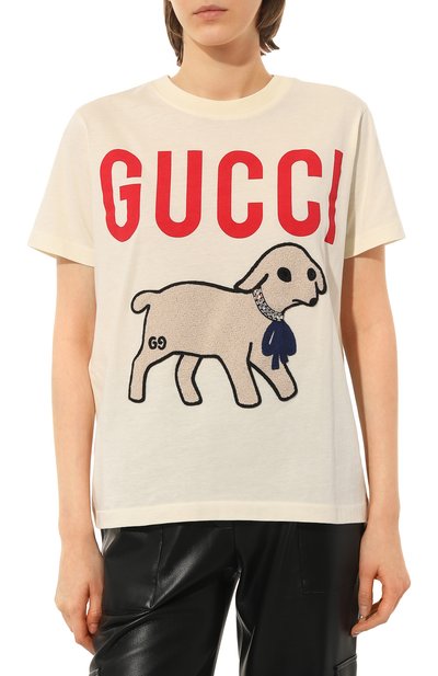 Хлопковая футболка GUCCI, арт. 580762 XJBSX, фото 3