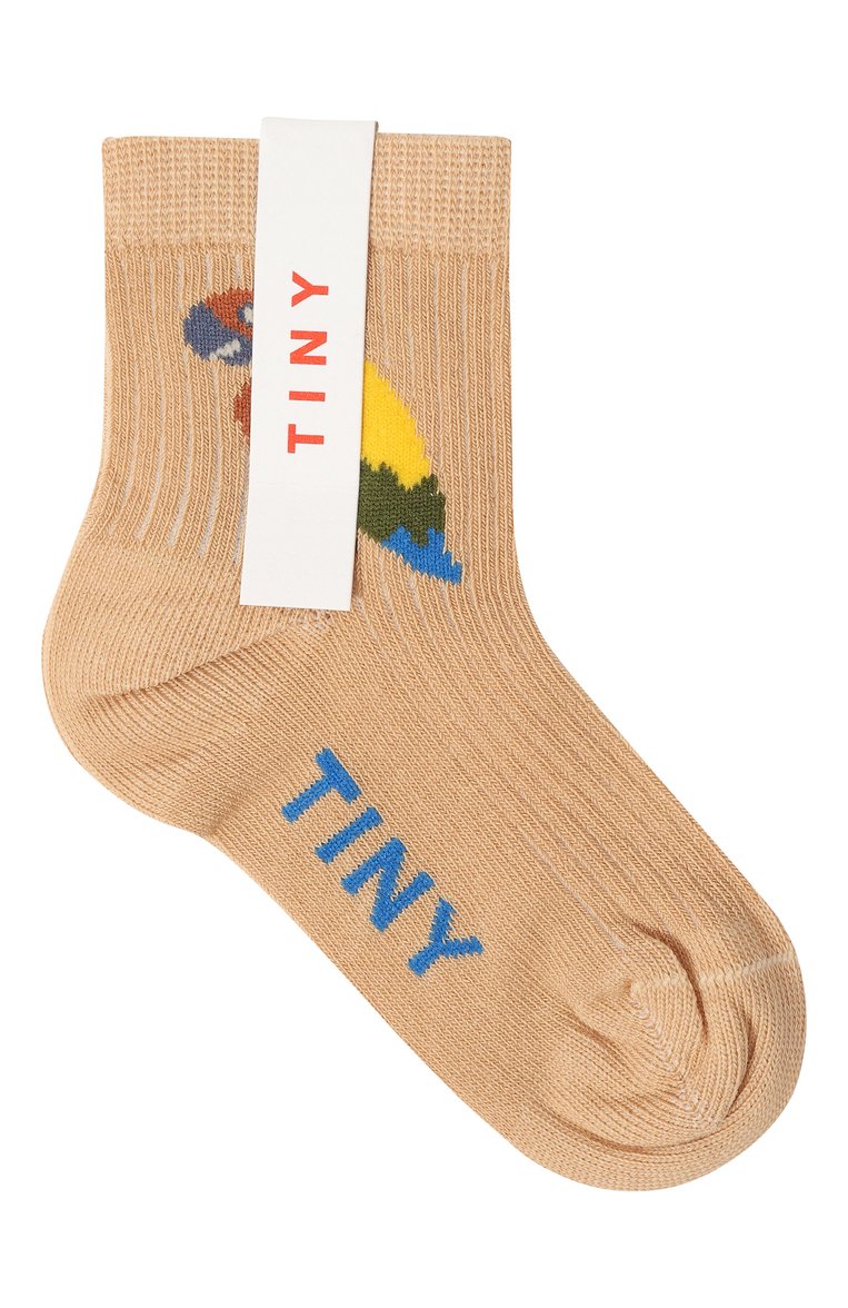 Детские хлопковые носки TINYCOTTONS бежевого цвета, арт. SS23-239 | Фото 1 (Материал: Синтетический материал, Текстиль, Хлопок; Нос: Не проставлено; Мальчики Кросс-КТ: Носки)