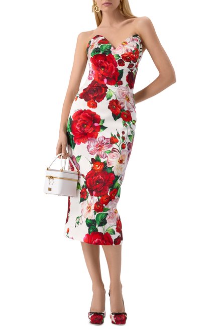 Женское атласное платье DOLCE & GABBANA красного цвета, арт. F6TURT/FSIB4 | Фото 2 (Автоматизация состава: Проставлено; Материал внешний: Вискоза; Длина Ж (юбки, платья, шорты): До колена; Автоматизация ТО: Проставлено)