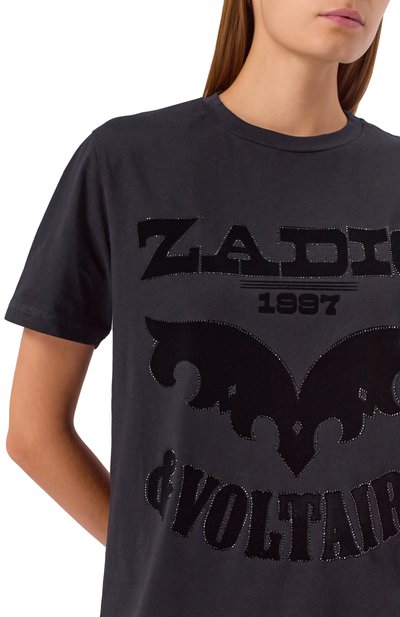 Хлопковая футболка ZADIG AND VOLTAIRE, арт. JWTS02826, фото 5