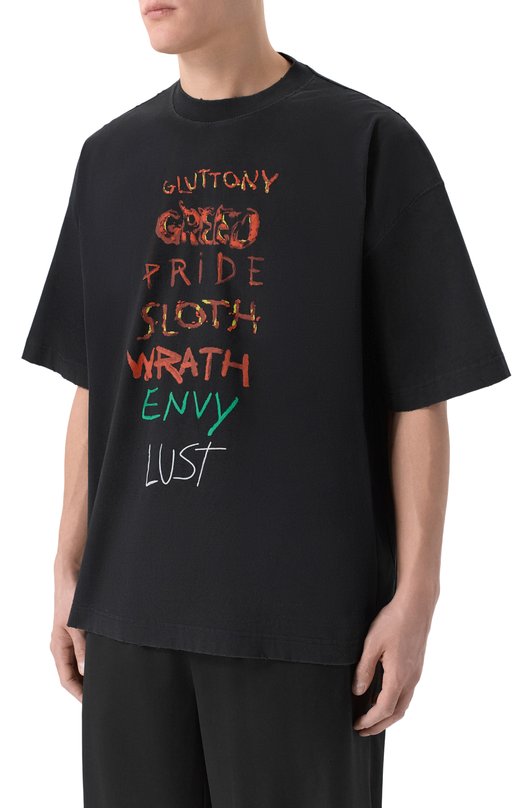 Хлопковая футболка VETEMENTS ME76TR196BX/1200 LIGHT JERSEY Чёрный  ME76TR196BX/1200 LIGHT JERSEY Фото 3