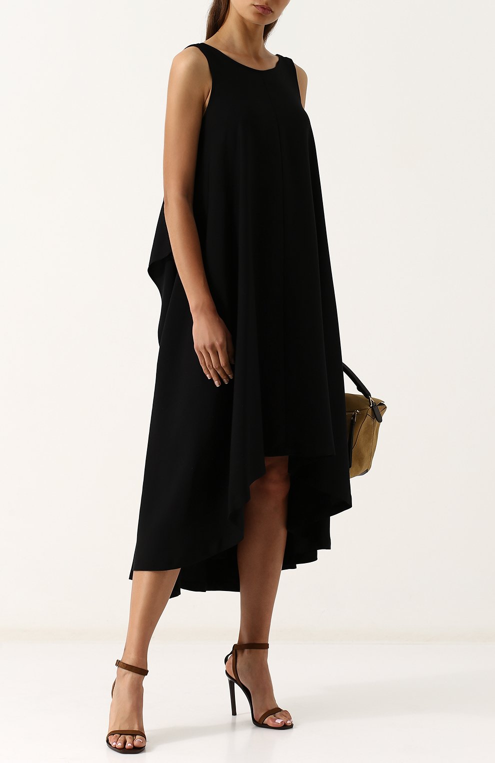 Однотонное хлопковое платье-миди свободного кроя YOHJI YAMAMOTO, арт. NW-D19-816, фото 2