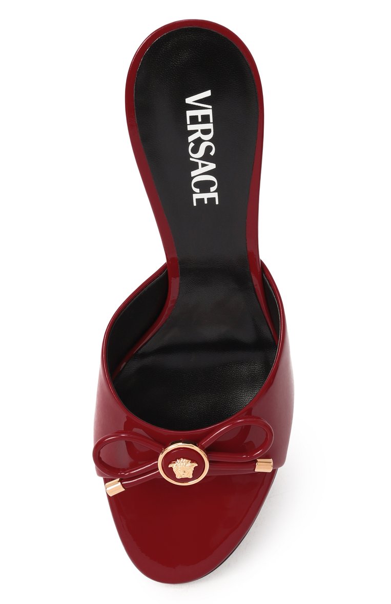 Женские лакированные мюли opera bow 85 VERSACE красного цвета, арт. 1018239/D2VE | Фото 6 (Каблук высота: Высокий; Материал внешний: Натуральная кожа; Материал внутренний: Натуральная кожа; Подошва: Плоская; Каблук тип: Шпилька)