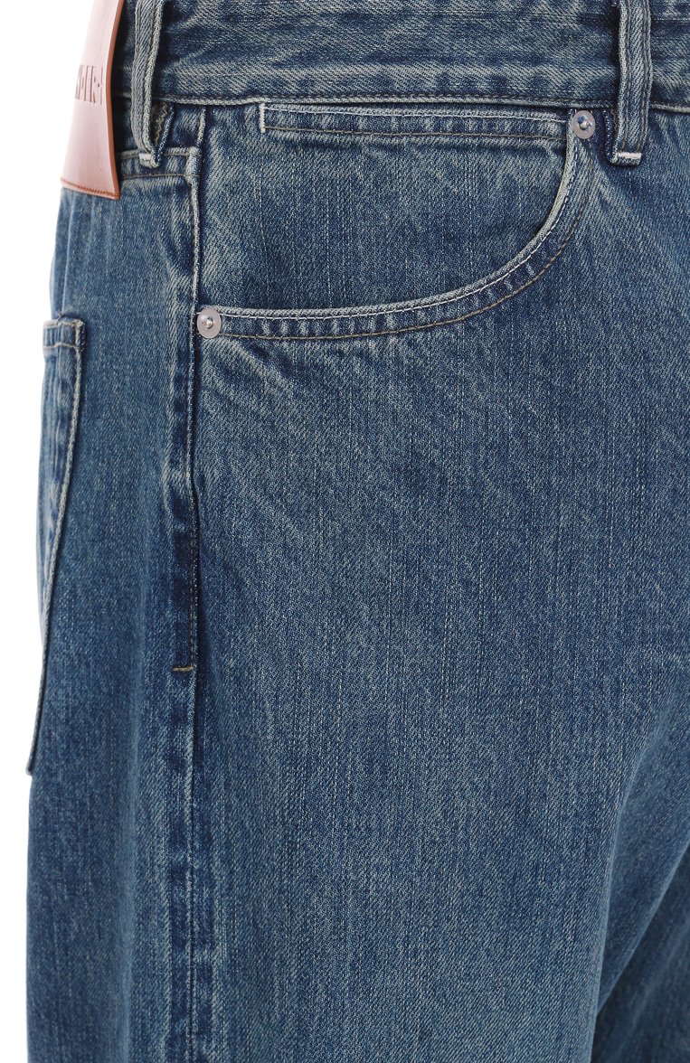 Мужские джинсы JIL SANDER синего цвета, арт. J47KA0266-J45291 | Фото 6 (Материал внешний: Хлопок, Деним; Автоматизация ТО: Проставлено; Автоматизация состава: Проставлено; Длина (брюки, джинсы): Стандартные; Силуэт М (брюки): Прямые; Кросс-КТ: Д�еним; Стили: Повседневный; Детали: Без декора)