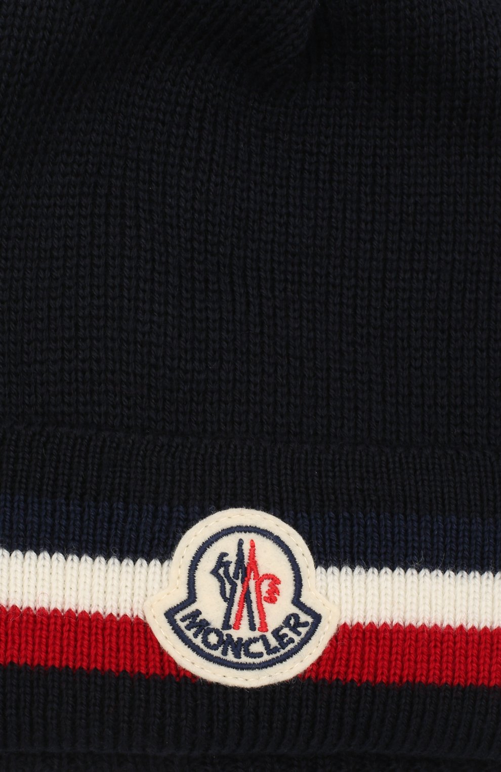Шерстяная шапка MONCLER темно-синего цвета по цене 14250 руб., арт. F2-091-3B749-00-A9575, фото 3 Шерстяная шапка MONCLER, арт. F2-091-3B749-00-A9575, фото 3