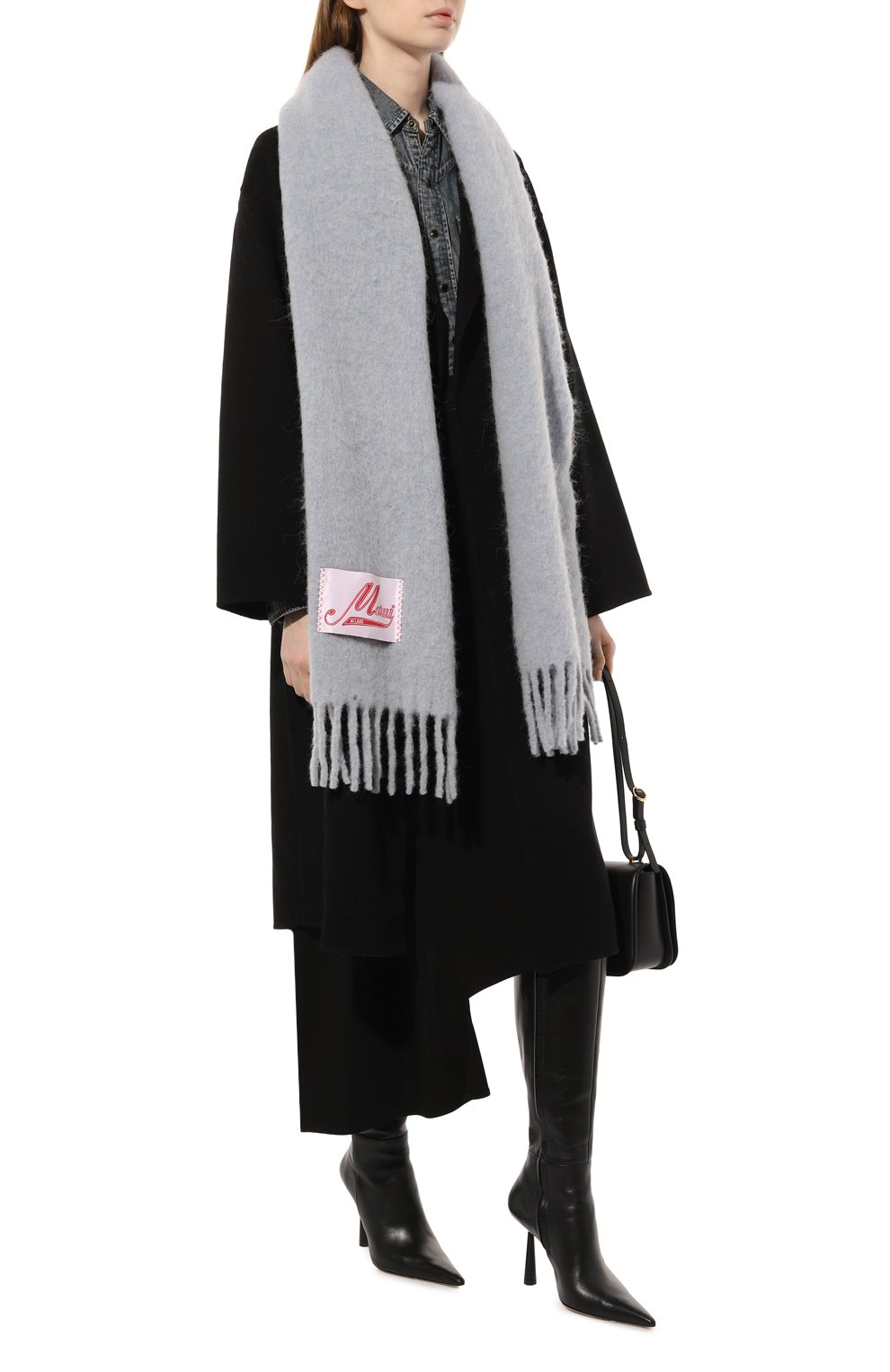 Шерстяной шарф MARNI серого цвета по цене 42450 руб., арт. SCMC0059Y0/UTW918, фото 2 Шерстяной шарф MARNI, арт. SCMC0059Y0/UTW918, фото 2