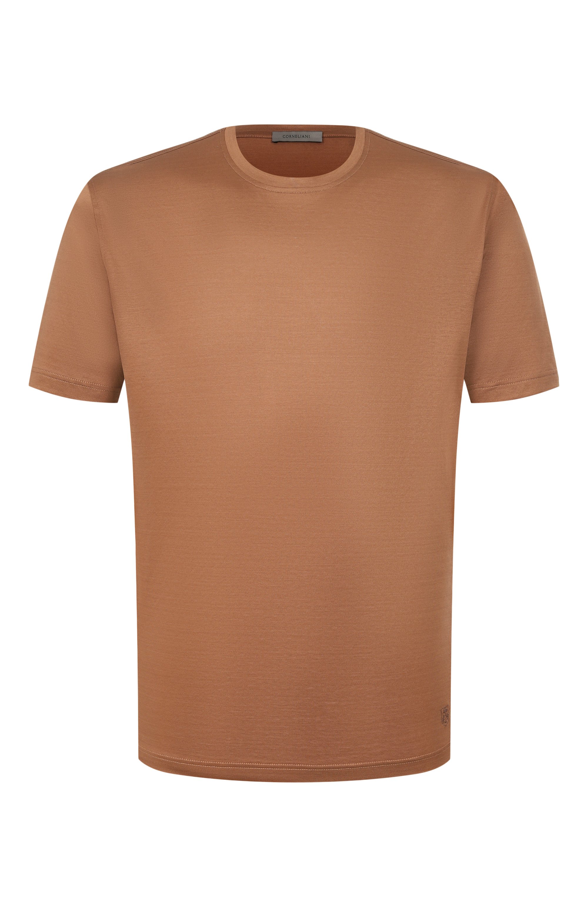 Хлопковая футболка CORNELIANI коричневого цвета по цене 33650 руб., арт. 27G500/2725000, фото 1 Хлопковая футболка CORNELIANI, арт. 27G500/2725000, фото 1