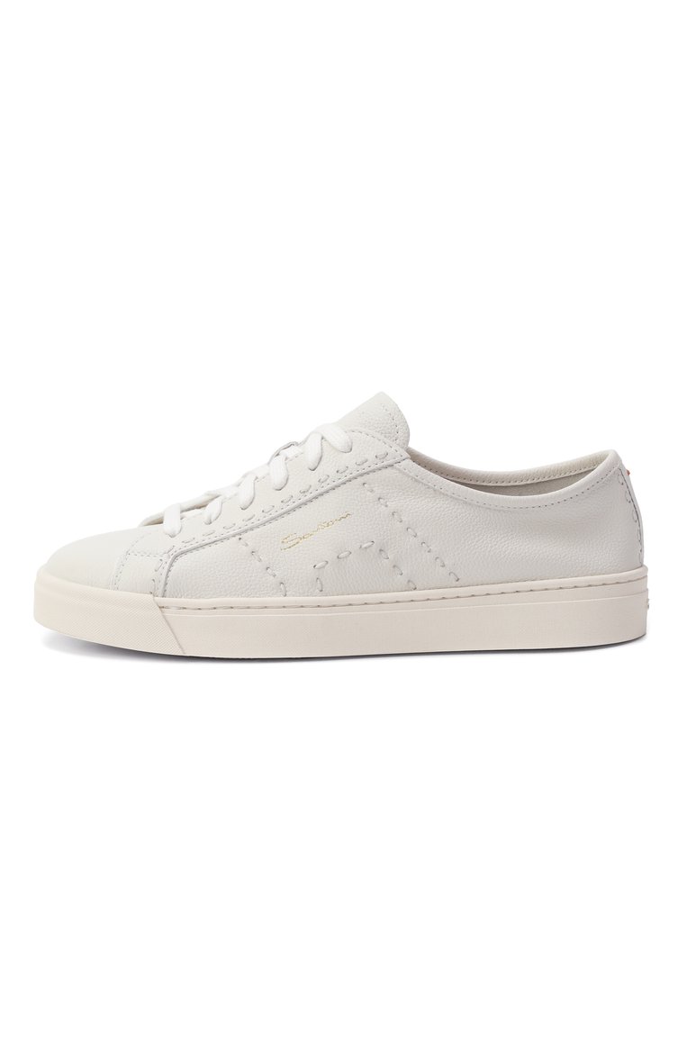 Женские кожаные кеды SANTONI молочного цвета, арт. WBGG61345PNNTDYI | Фото 4 (Подошва: Платформа; Материал внутренний: Натуральная кожа; Материал внешний: Натуральная кожа; Кросс-КТ: Низкие; Стили: Кэжуэл; Материал утеплителя: Без утеплителя; Автоматизация состава: Проставлено; Автоматизация ТО: Проставлено)