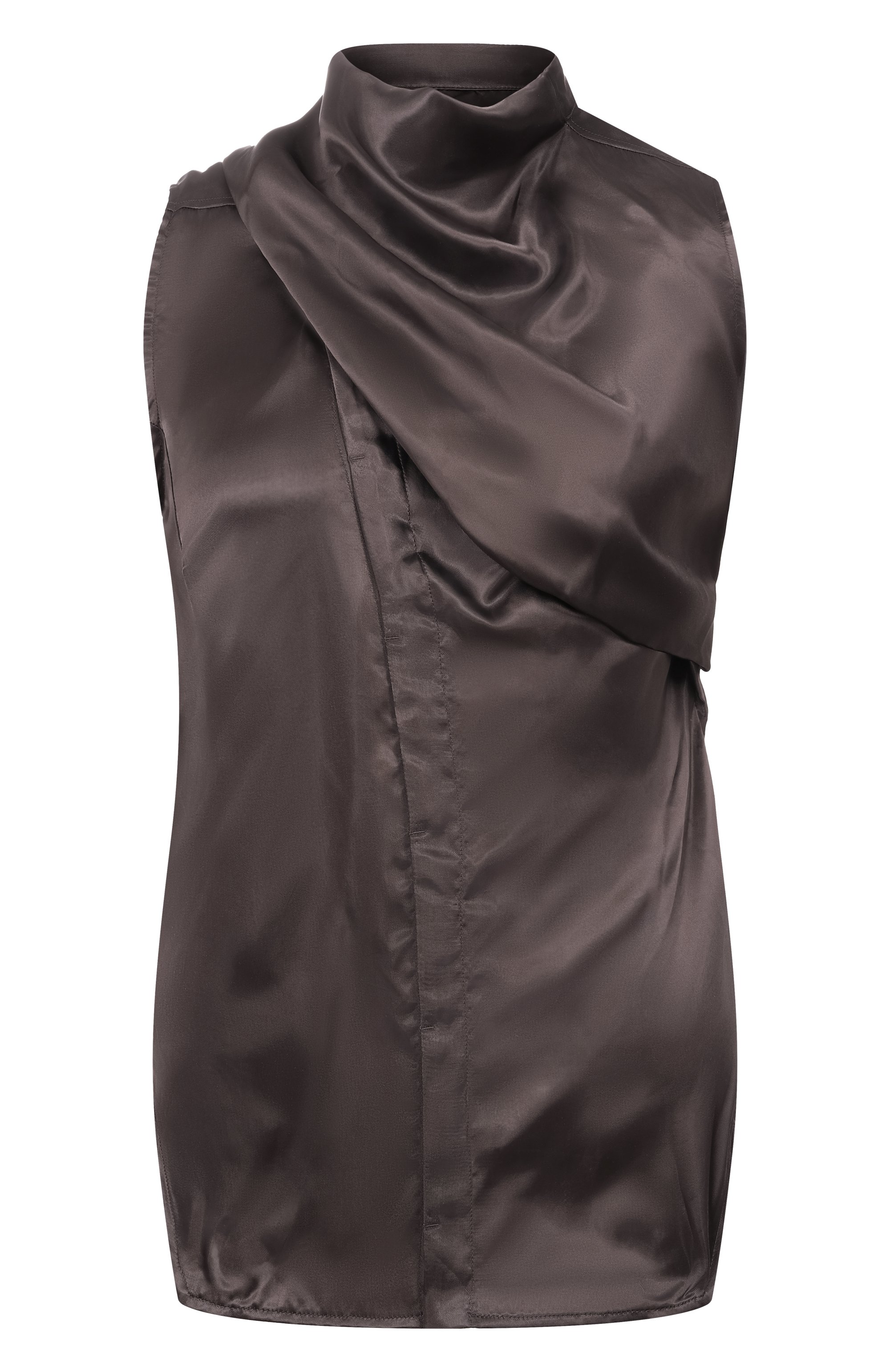 Атласный топ RICK OWENS коричневого цвета по цене 76850 руб., арт. RP01F6136/N, фото 1 Атласный топ RICK OWENS, арт. RP01F6136/N, фото 1