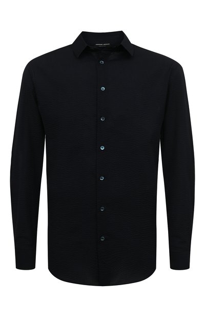 Хлопковая рубашка GIORGIO ARMANI темно-синего цвета по цене 56200 руб., арт. 8WGCCZ97/TZ272, фото 1 Хлопковая рубашка GIORGIO ARMANI, арт. 8WGCCZ97/TZ272, фото 1